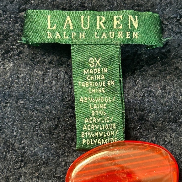 Lauren Ralph Lauren Navy Blue Cream Chevron Wool Blend Sweater Women’s 3X - Picture 12 of 12